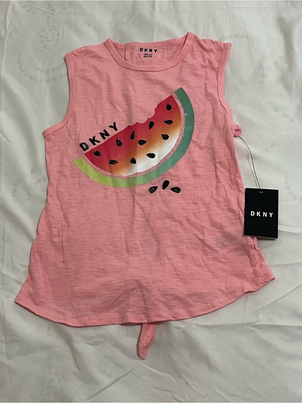 DKNY Pink Watermelon Graphic Tank Top Girls Size Medium 8/10 New with Tags